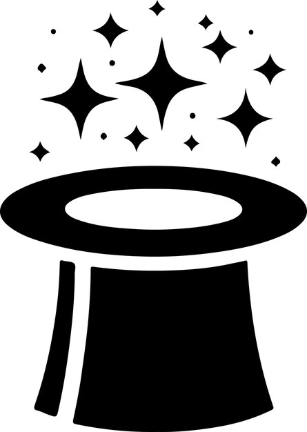 El icono del sombrero minimalista del mago retro es el símbolo del clipart de la silueta vectorial de color negro 2