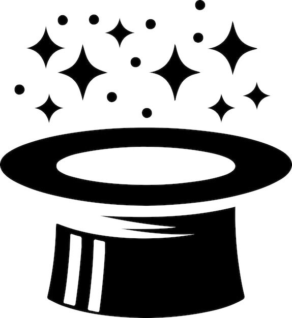 Vector el icono del sombrero minimalista del mago retro es el símbolo del clipart de la silueta vectorial de color negro 4