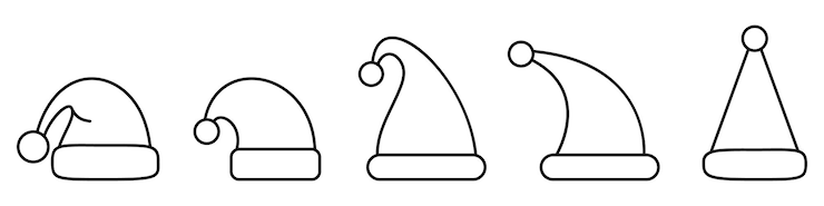 Vector icono de sombrero de navidad conjunto de iconos de gorro de santa en diseño plano lineal iconos de vector