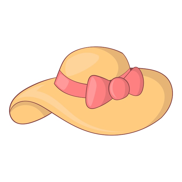 Vector icono de sombrero de playa de mujeres ilustración de dibujos animados de sombreros de playa femeninos icono vectorial para diseño web