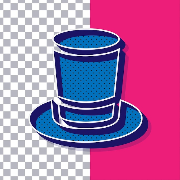 Icono de sombrero de punto azul retro 3D en fondo rosado ajustable