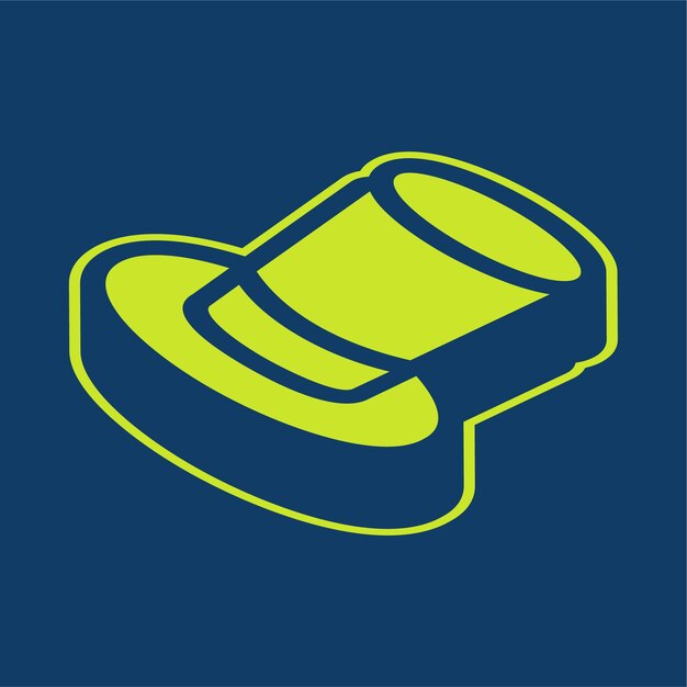 Icono de sombrero vectorial retroisométrico verde con fondo editable