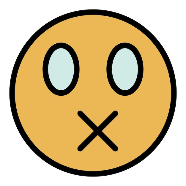 Icono sonriente de boca cruzada Contorno de icono vectorial sonriente de boca cruzada color plano aislado