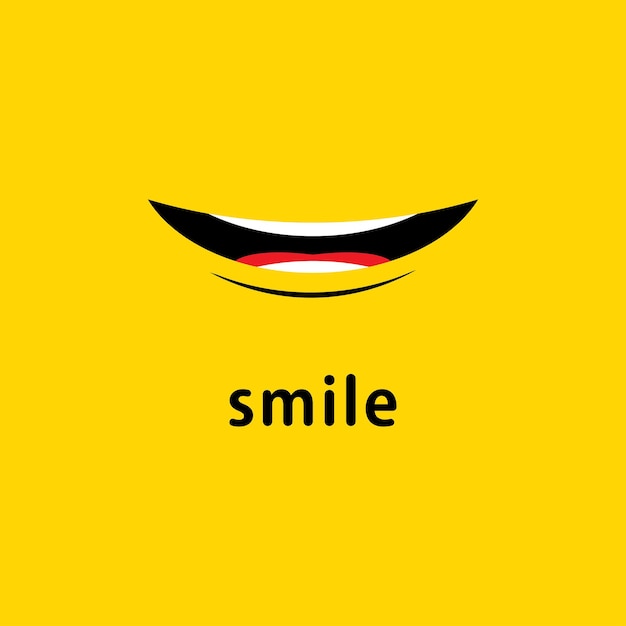 Vector icono de sonrisa diseño de plantillas vectoriales en fondo amarillo