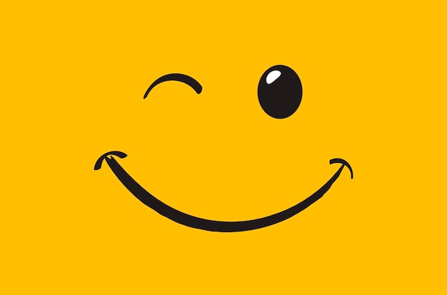 Icono de sonrisa. Emoticon sonriente sobre fondo amarillo.