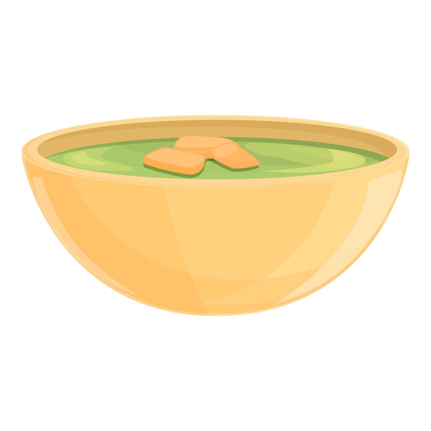 Icono de sopa de crema de brócoli vector de dibujos animados tazón caliente comida vegetal