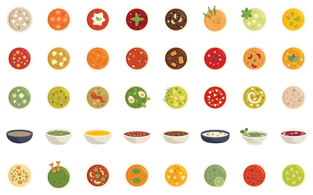 Icono de sopa de crema vector plano hora de la cena de la comida