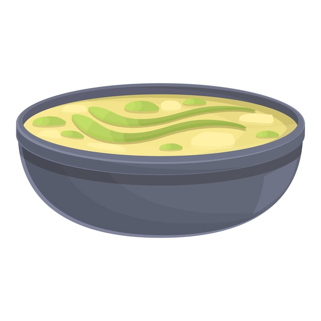 Icono de sopa de frijol vector de dibujos animados plato de comida comida coreana