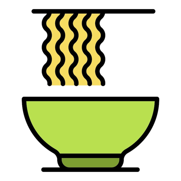 Vector icono de sopa de ramen contorno del icono vectorial de supa de ramen color plano aislado