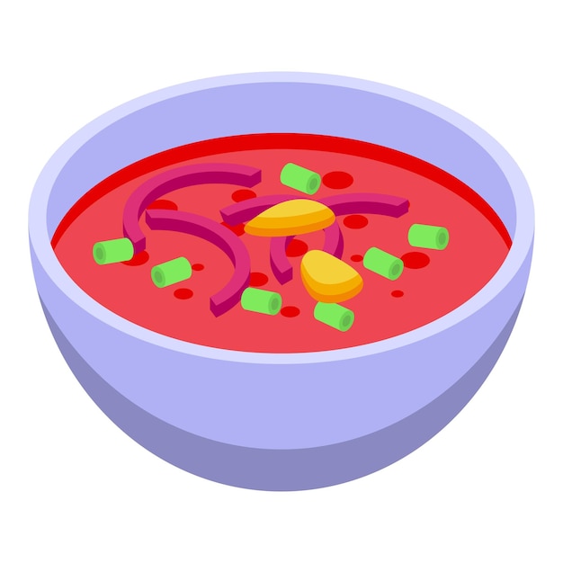 Icono de sopa roja vector isométrico comida española carne de mariscos