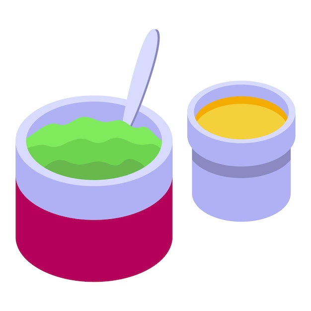 Icono de sopa verde picnic vector isométrico Cesta de comida Bebida de fiesta