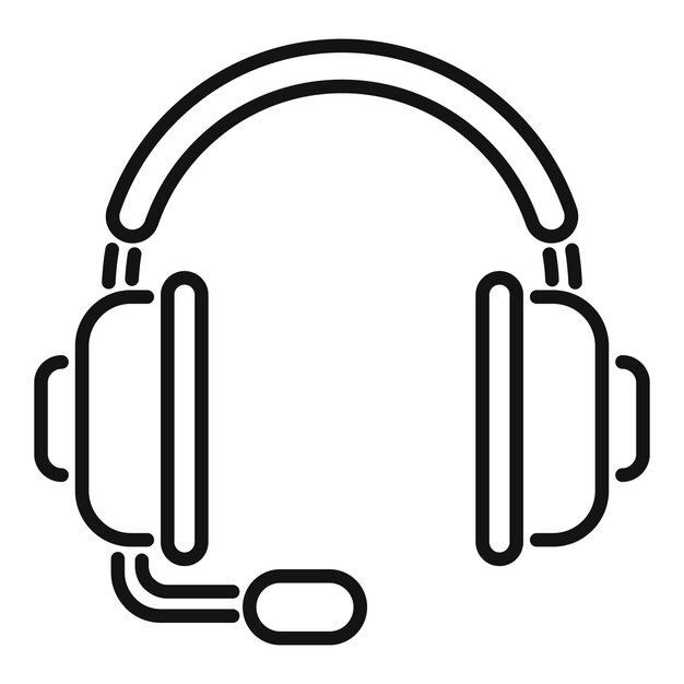 Icono de soporte de auriculares vector de contorno Servicio de oficina Teléfono de ayuda