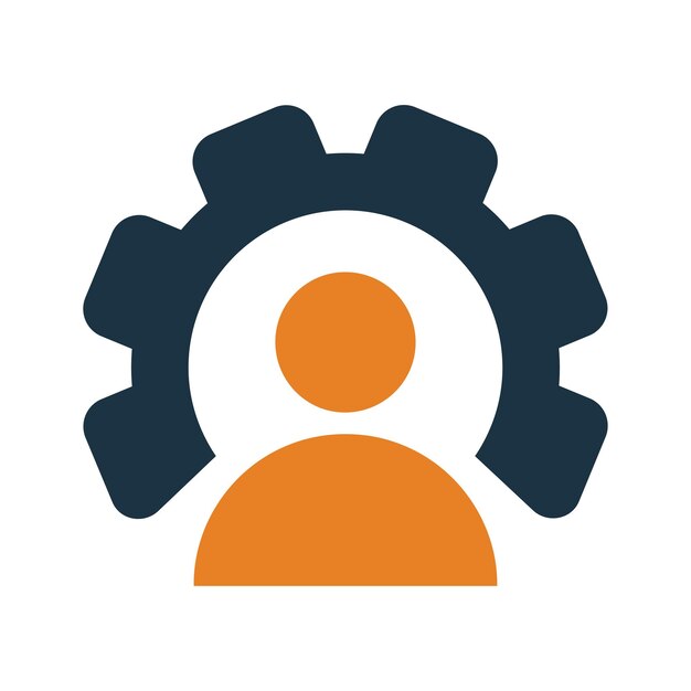 Icono de soporte especializado de engranajes Diseño vectorial editable simple aislado en un fondo blanco