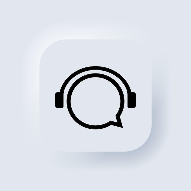 Icono de soporte en línea las 24 horas, los 7 días de la semana. Símbolo de soporte de centro de llamadas con imagen de auriculares. Concepto de consultor para e-commerce o elearning. Botón web de interfaz de usuario blanco Neumorphic UI UX. Eps vectoriales 10.