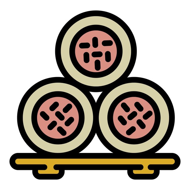 Icono de soporte de rollo de sushi Contorno de icono de vector de soporte de rollo de sushi para diseño web aislado sobre fondo blanco