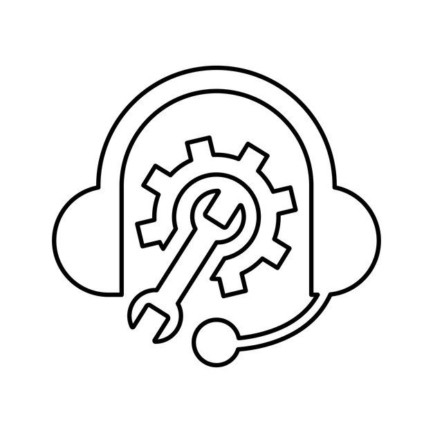 Ícono de soporte técnico Diseño del contorno de la línea