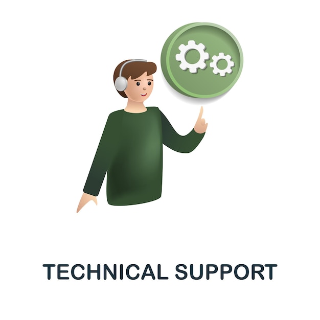 Ícono de soporte técnico Ilustración 3d de la colección de soporte al cliente Ícono 3d de soporte técnico creativo para infografías de plantillas de diseño web y más