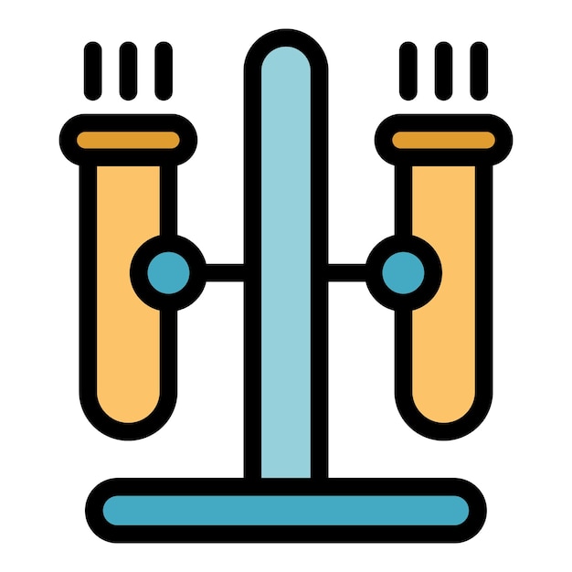 Icono de soporte de tubo de ensayo Contorno Icono vectorial de soporte de tubos de ensayo Color plano aislado