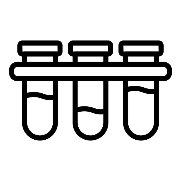 Icono de soporte de tubos de análisis de sangre Icono de vector de soporte de tubos de análisis de sangre de contorno para diseño web aislado sobre fondo blanco