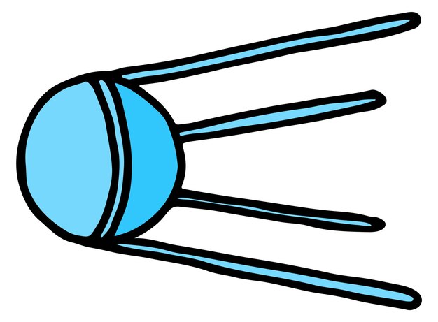 Icono de Sputnik Garabato de color de satélite espacial retro