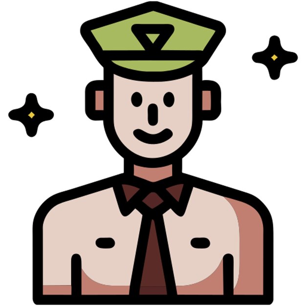 Vector icono de striptease masculino icono de la policía contorno de colores