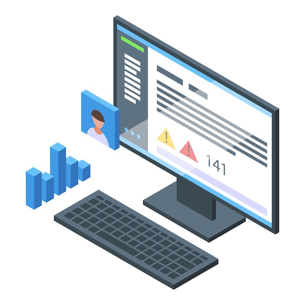 Icono suave de computadora vector isométrico código de portátil proceso de ingeniero