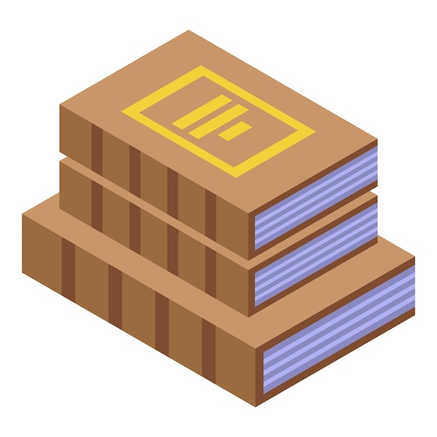Ícono de subasta de pila de libros vector isométrico Internet inteligente