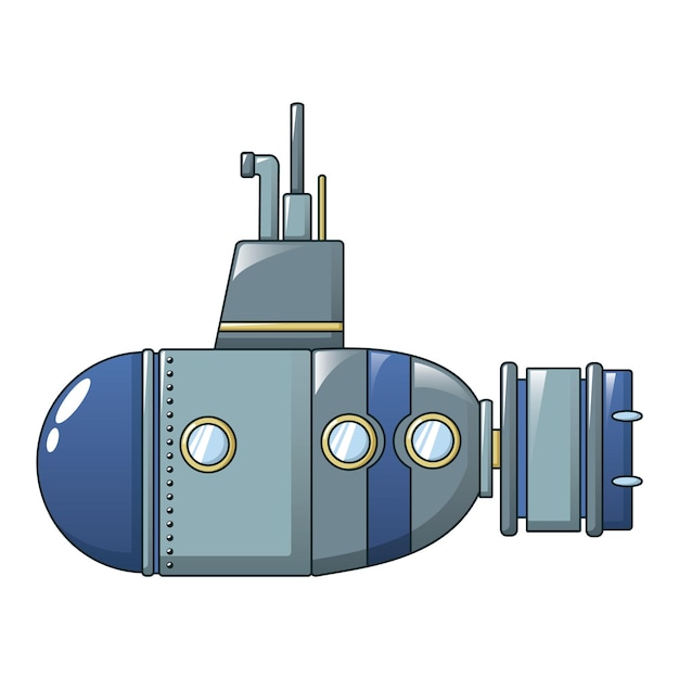 Icono de submarino gris azul Caricatura de icono de vector submarino gris azul para diseño web aislado sobre fondo blanco