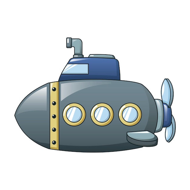 Icono de submarino gris caricatura de icono de vector submarino gris para diseño web aislado sobre fondo blanco