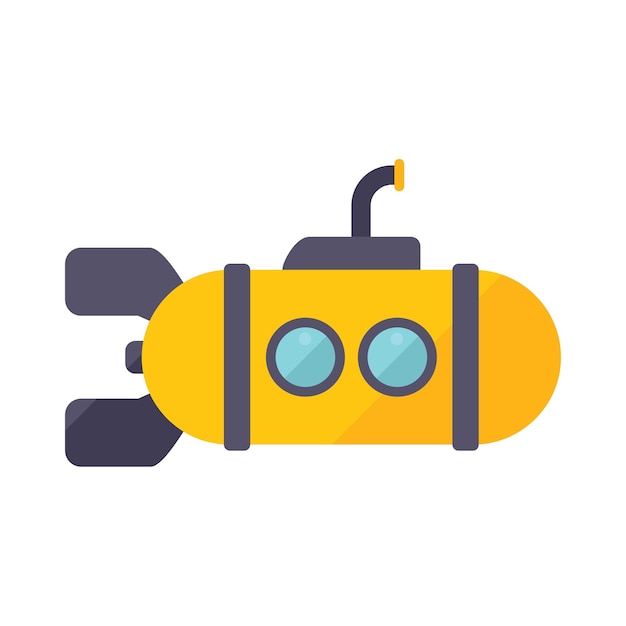 Icono de submarino profundo vector plano barco de mar marinero lindo