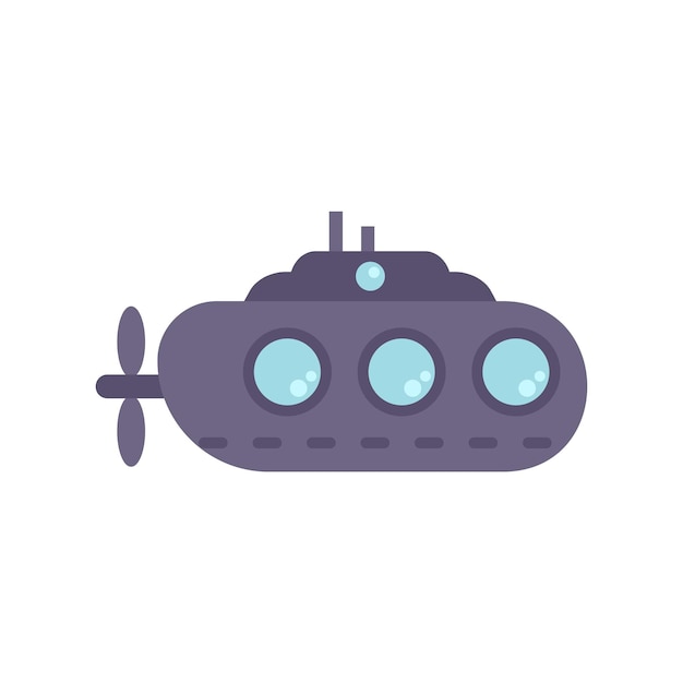 Icono submarino retro vector plano Vehículo marino Barco marino del ejército