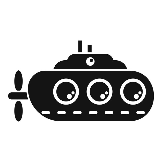 Icono submarino retro vector simple Vehículo marino Barco marino del ejército