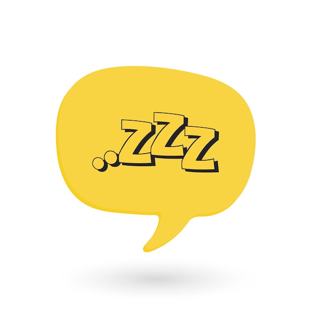 Icono de sueño Sleepy zzz icono de burbuja de conversación amarilla Dormir sueño relajarse descansar insomnio Vector