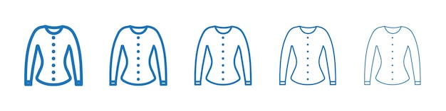 Icono de suéter femenino Colección de símbolos conjunto de contornos delgados