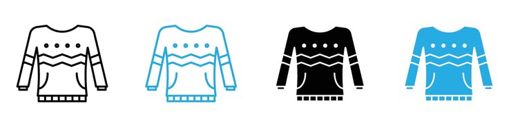 Vector icono de suéter para ropa de invierno, ropa de moda y equipo para el clima frío