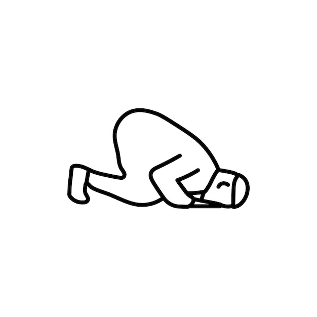 El icono de Sujud establecido por la gente musulmana reza símbolo vectorial ramadán hombre islámico icono de shalat persona árabe haciendo oración religiosa