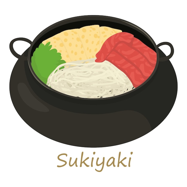 Icono de sukiyaki Ilustración de dibujos animados de icono de vector de sukiyaki para web aislado sobre fondo blanco