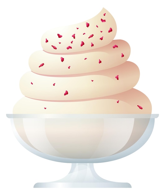 Icono de Sundae Helado suave de dibujos animados en vidrio