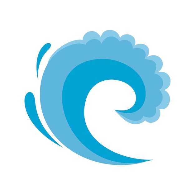 Icono de surf de agua de onda Ilustración plana del icono de vector de surf de agua de onda aislado sobre fondo blanco