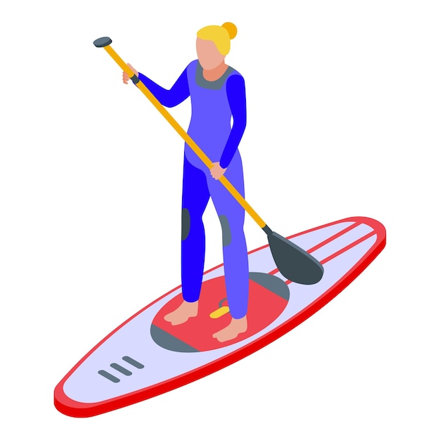 Icono de surfista de sup oceánico isométrico del icono de vector de surfista de sup oceánico para diseño web aislado sobre fondo blanco