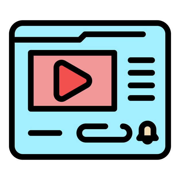 Icono de suscripción de vídeo Contorno de vídeo suscripción de vector Icono de color plano aislado