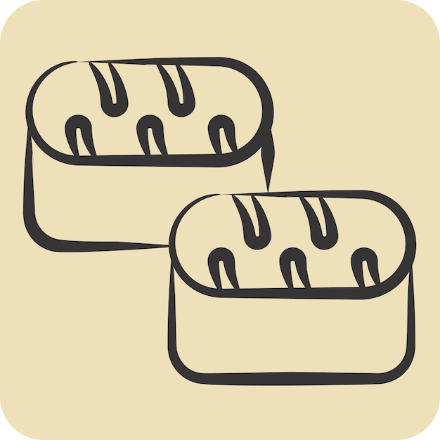 Icono Sushi Atún relacionado con el símbolo de mariscos estilo dibujado a mano ilustración de diseño simple