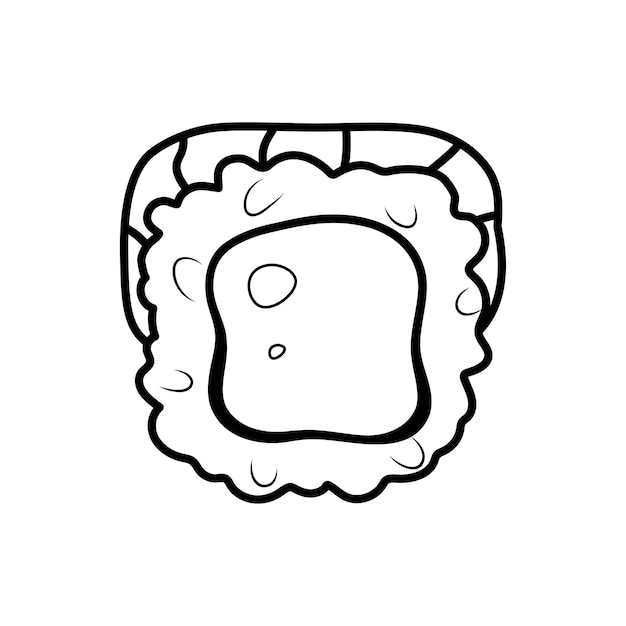 Icono de sushi en blanco y negro con queso crema y salmón Ilustración vectorial aislada en símbolo de signo blanco