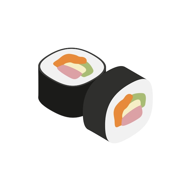 Icono de sushi en estilo isométrico 3d aislado sobre fondo blanco Símbolo de comida