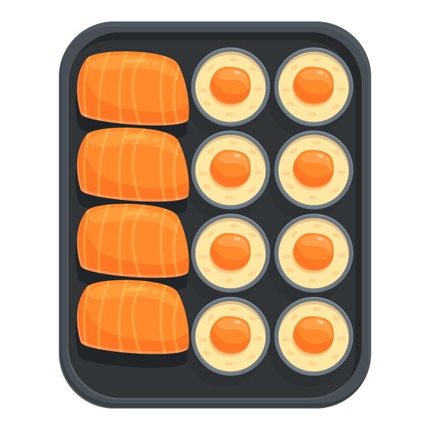 El icono del sushi de pescado es un vector de dibujos animados.