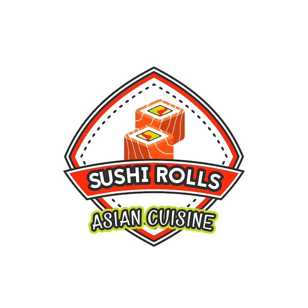 Icono de sushi de vector de restaurante de cocina japonesa