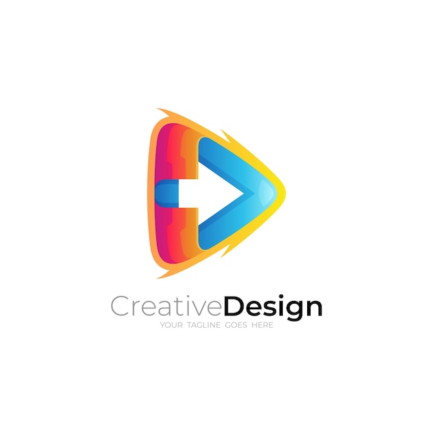 Icono de swoosh de combinación de diseño de logotipo y flecha de Play