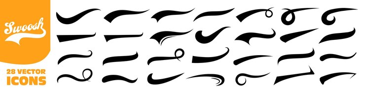 Vector icono de swoosh conjunto de iconos de swoosh conjunto de símbolos de cola de texto