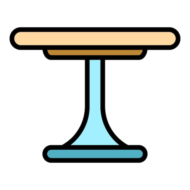 Icono de la tabla de barras redondas Contorno de la mesa de barras Redondas Icono vectorial de color plano aislado