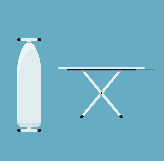 Icono de tabla de planchar plegada y desplegada. Ilustración de vector de estilo plano.